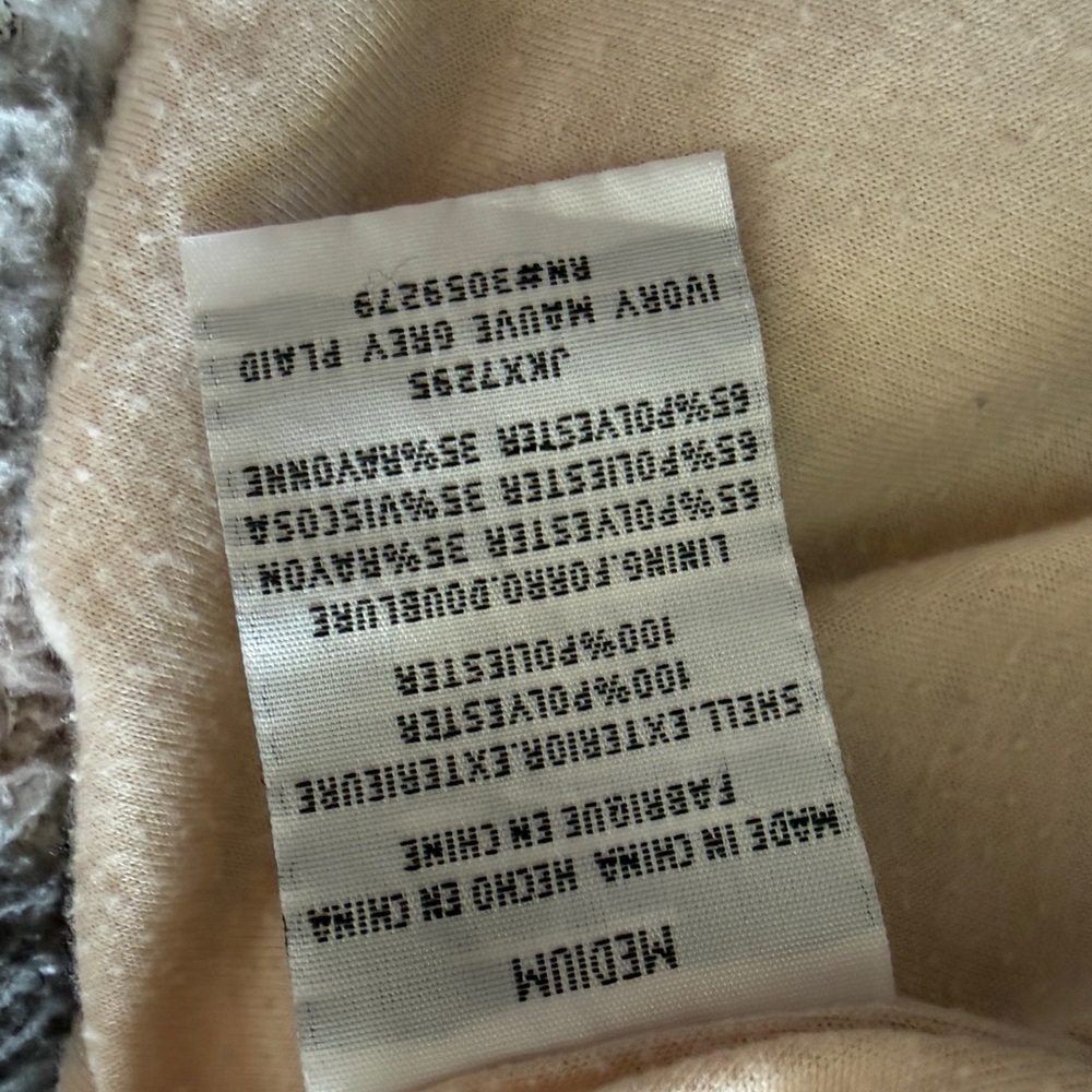 Thread & Supply Ivory plaid Sherpa Teddy Jacket | Size M - Picture 7 of 9